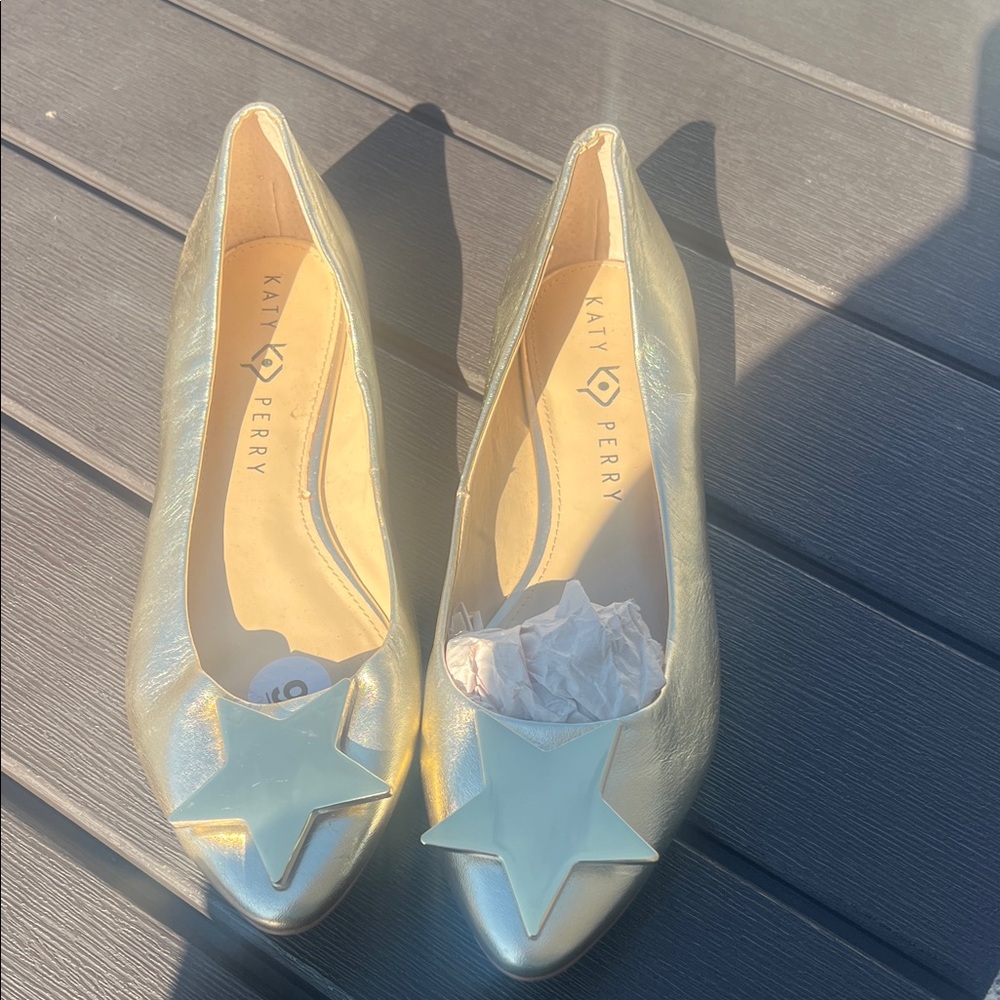 Katy Perry Collections Metallic Gold Star Flats